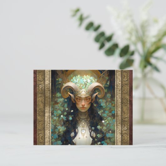 Satyr Elf Woman Fantasy Art Postkarte (Stehend Vorderseite)