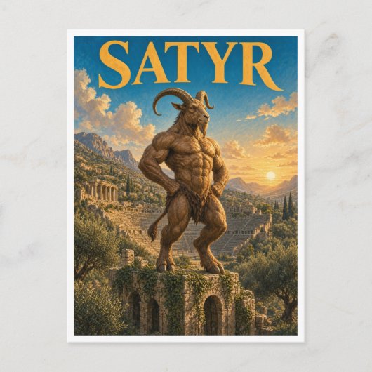 Satyyr, Gothic Fantasy-Monster Postkarte (Vorderseite)