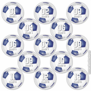 Satz blau-weiße Teamfarben 13 Fußballspieler Aufkleber