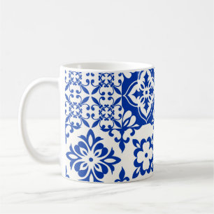 Satz von 16 Fliesen Azulejos in Blau, Weiß. Origin Kaffeetasse