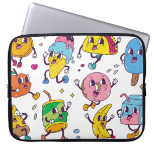 Satz von Essen und Trinken im Retro-Cartoon-Stil I Laptopschutzhülle