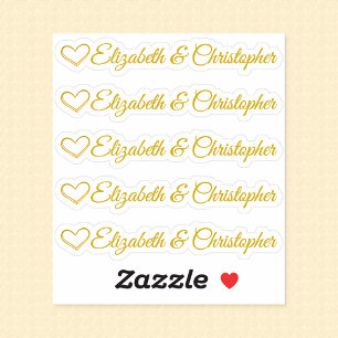 Satz von fünf anpassbaren goldenen Herz-Signaturen Aufkleber