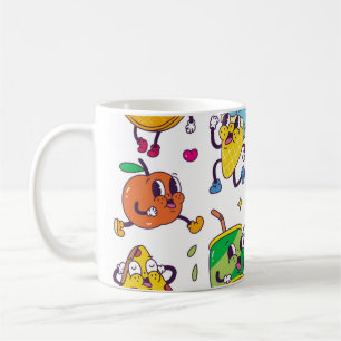 Satz von Lebensmitteln und Getränken im Retro-Cart Kaffeetasse