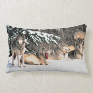 Satz Wölfe im Schneelumbar-Kissen Lendenkissen