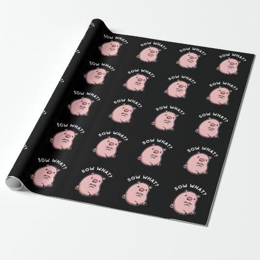 Sau was lustige Sassy Pig Pun Dark BG Geschenkpapier (Ungerollt)