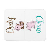 Sauber/dreckig Schweinegeschirrspüler Magnet (Horizontal)