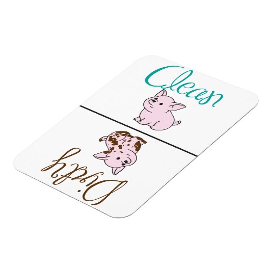 Sauber/dreckig Schweinegeschirrspüler Magnet (Linke Seite)