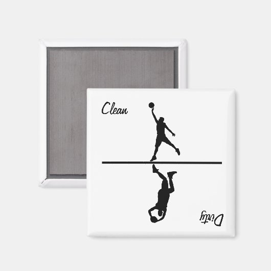 Sauber / dreckiger Basketball Magnet (Vorderseite/Rückseite)
