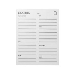 Sauber + Einfache Lebensmittelgeschäft-Liste Notizblock