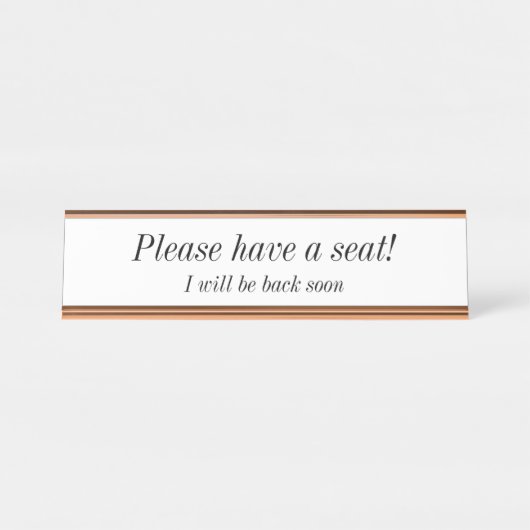 Sauber, elegant "Bitte setzen Sie sich!" Schreibtischnamensplakette (Vorderseite )