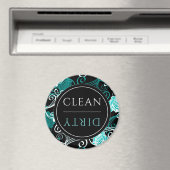 Sauber/Geschirrspüler | Schwarz-weiß und Aquamarin Magnet (In Situ (Geschirrspüler))