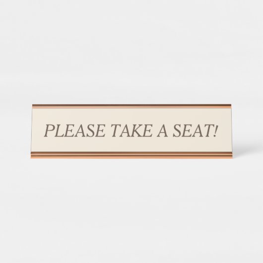 Sauber machen "BITTE SITZEN!" Schreibtischnamensplakette (Vorderseite )