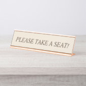 Sauber machen "BITTE SITZEN!" Schreibtischnamensplakette (Vorderseite )