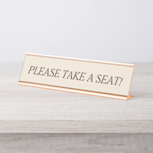 Sauber machen "BITTE SITZEN!" Schreibtischnamensplakette (Vorderseite )