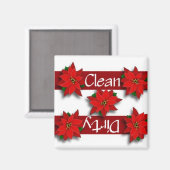 Sauber oder dreckig Poinsettias Geschirrspüler Mag Magnet (Vorderseite/Rückseite)