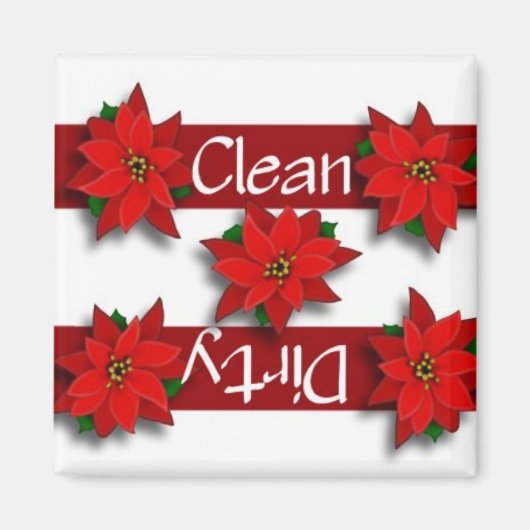 Sauber oder dreckig Poinsettias Geschirrspüler Mag Magnet (Vorne)