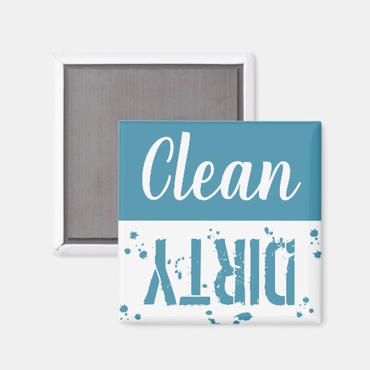 Sauber oder schmutzig | Blue Kitchen Geschirrspüle Magnet (Vorderseite/Rückseite)