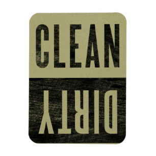 Sauber Schmutzig Letterpress Style Geschirrspülm Magnet