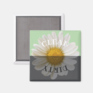 Sauber Schmutzig Weiße Daisy Grüne Geschirrspülmag Magnet