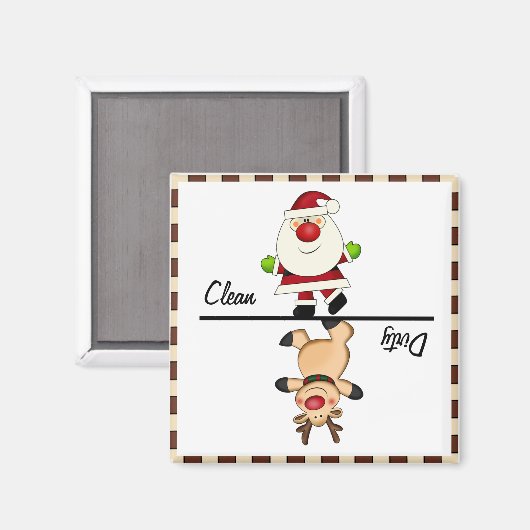 Sauber / schmutziger Weihnachtsmann Magnet (Vorderseite/Rückseite)