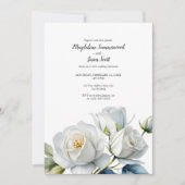 sauber weiß | Watercolor White Roses Wedding Einladung (Vorderseite)