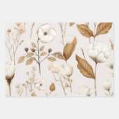 Saubere Baumwolle-Blume neutrale Erdfarben Geschenkpapier Set (Vorderseite)
