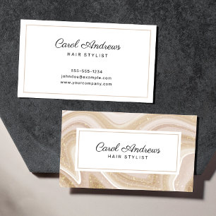 Saubere Beige-Achat-Marmor- & Gold-Friseur Visitenkarte