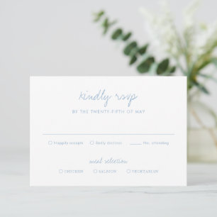 Saubere, blaue Botanische Hochzeit RSVP Karte