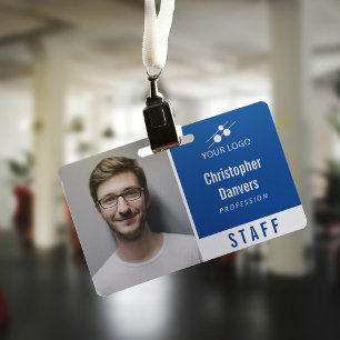 Saubere Blaue Weiße Mitarbeiter-ID Fügen Sie Ihr L Ausweis