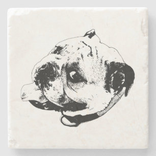 Saubere Bulldogge-Details Steinuntersetzer