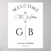 Saubere Chic-Hochzeitsempfangseingang Poster (Vorne)