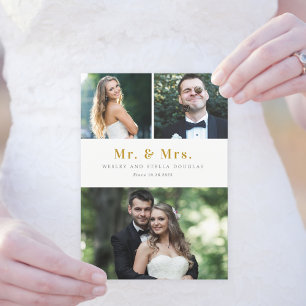 Saubere Collage editierbare Farbe Hochzeitsankündi Dankeskarte