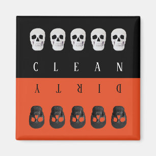 Saubere, dreckige, schwarze, schwarze Geschirrspül Magnet