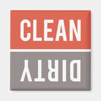 Saubere, dunkelrote Orange und warme graue Geschir Magnet