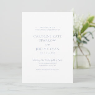 Saubere Dusty Blue QR Code Elegante Hochzeit Save The Date