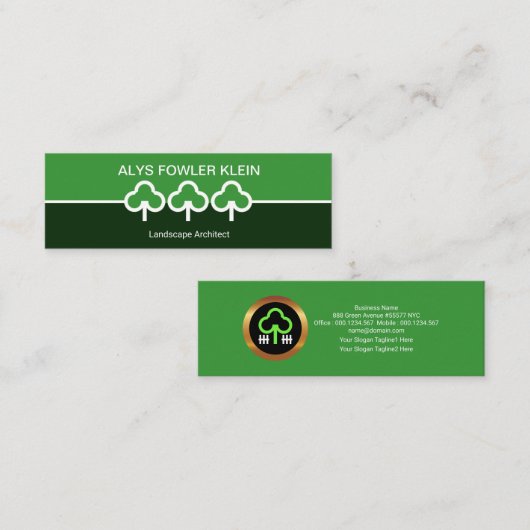 Saubere, einfache Baumreihengärtner Mini Visitenkarte (Vorne/Hinten)