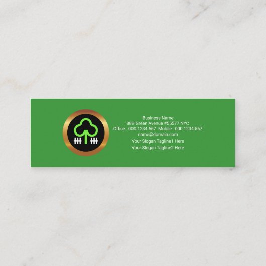 Saubere, einfache Baumreihengärtner Mini Visitenkarte (Rückseite)