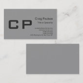 Saubere, einfache graue Monogram moderne Visitenka Visitenkarte (Vorne/Hinten)