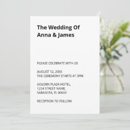 Saubere, einfache, moderne Hochzeitseinladung Einladung