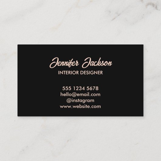 Saubere, einfache Typografie Rosa & Schwarz Elegan Visitenkarte (Rückseite)
