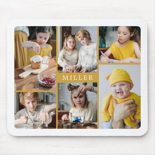 Saubere, elegante Gelbe Familie 6 FotoCollage Mousepad (Vorne)