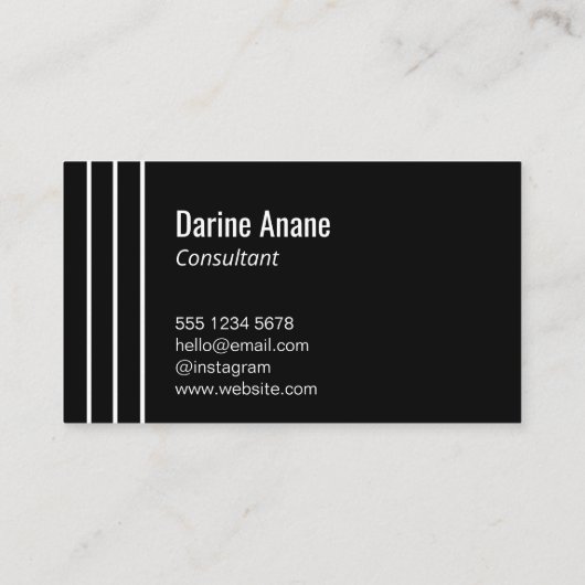 Saubere, elegante Schwarz-Weiß-Streifen Beruflich Visitenkarte (Rückseite)