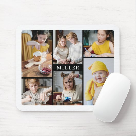 Saubere Elegante Schwarz-weiße Familie 6 Fotosamml Mousepad (Mit Mouse)