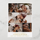 Saubere FotoCollage informelle Hochzeit Folieneinladung (Vorderseite)