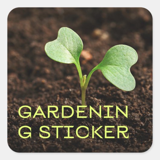 Saubere Gartenschablone | Gartenzeit Quadratischer Aufkleber (Vorderseite)