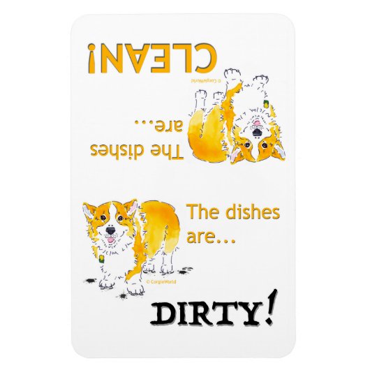 Saubere Geschirr / schmutzige Geschirr Corgi (4x6) Magnet (Vertikal)