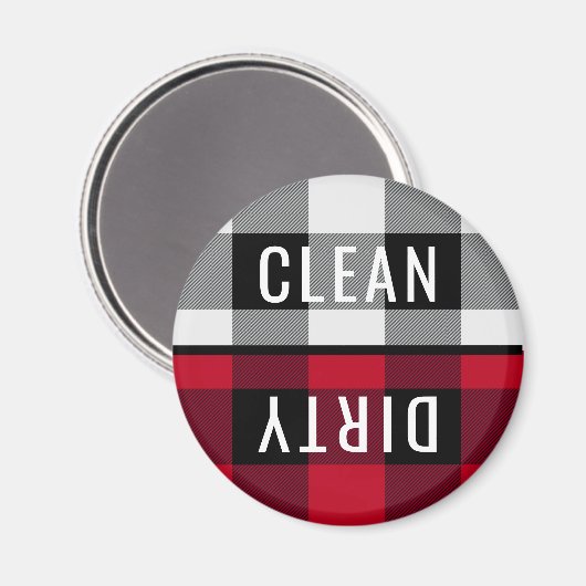 Saubere Geschirrspülmaschine Buffalo Karo Kariert  Magnet (Vorderseite/Rückseite)