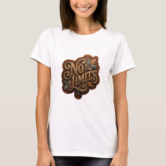 Saubere Gold NO LIMITS Statement T-Shirt (Vorderseite)