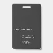 Saubere graue Berufliche Mitarbeiter-Foto-ID Ausweis (Rückseite)