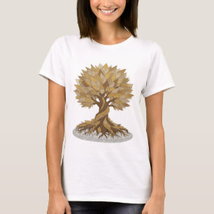 Saubere graue GOLDENE LEBENSBAUM Grafikdesign T-Shirt